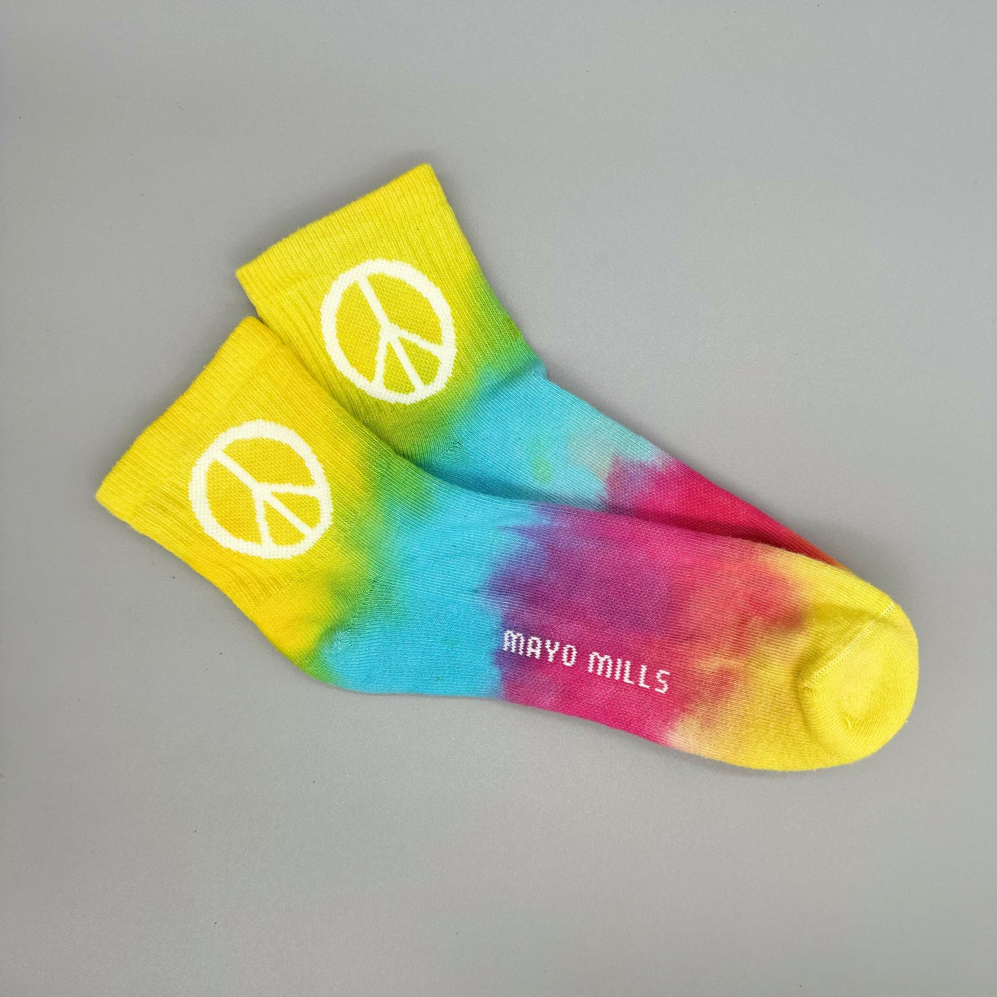 Peace Sign Quarter Crew Light Tie Dye